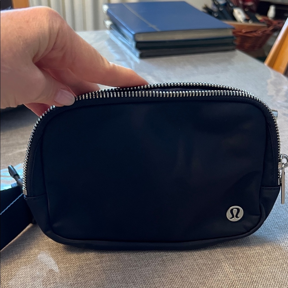 lululemon athletica Black Crossbody Belt Bag with Silver Hardware